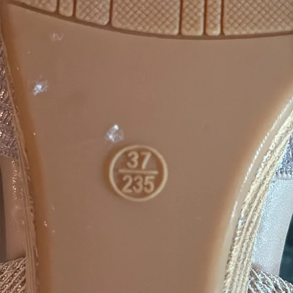 XIANGLV Women’s SZ 6 Sparkly Pale Pink Braided Stretch Strap Wedge Heel Sandals - Picture 5 of 12